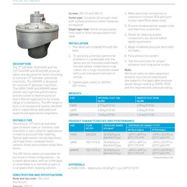 VAN MÀNG ĐIỆN TỪ GOYEN MR SERIES VAN MÀNG ĐIỆN TỪ GOYEN MR SERIES