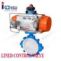 YOUFUMI PNEUMATIC PTFE LINED LUG TYPE CONTROL BUTTERFLY VALVE