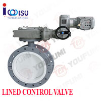 YOUFUMI PTFE LINED FLANGE TYPE CONTROL BUTTERFLY VALVE