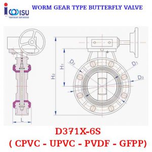 GFPP WORM GEAR TYPE BUTTERFLY VALVE