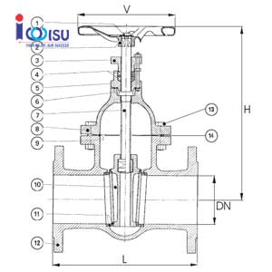 STAINLESS STEEL FLANGE GATE VALVE 100 LBS DRAWING