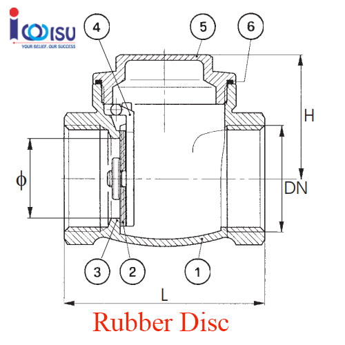 swing check valve - rubber disc